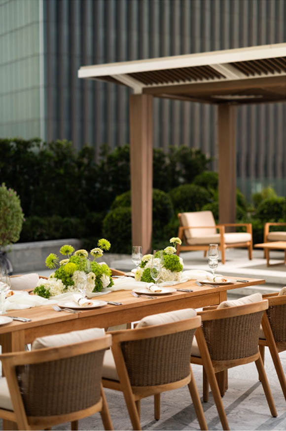 RH outdoor collection on the terrace at The Residences at Dusit Central Park, Bangkok