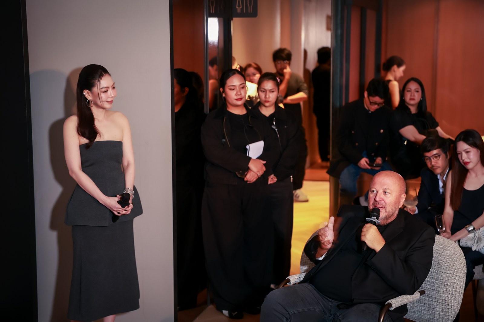 Alberto Bonaldo and Sairoong Sally P. with Chair No. I, Bonaldo Space by OL Atelier, Bangkok
